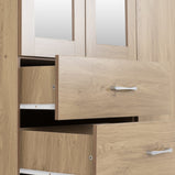 Charles 3 Door 2 Drawer Mirrored Wardrobe Oak Effect Veneer with Walnut Trimvendor##seotitleBedroom Furnitureproduct-colour##