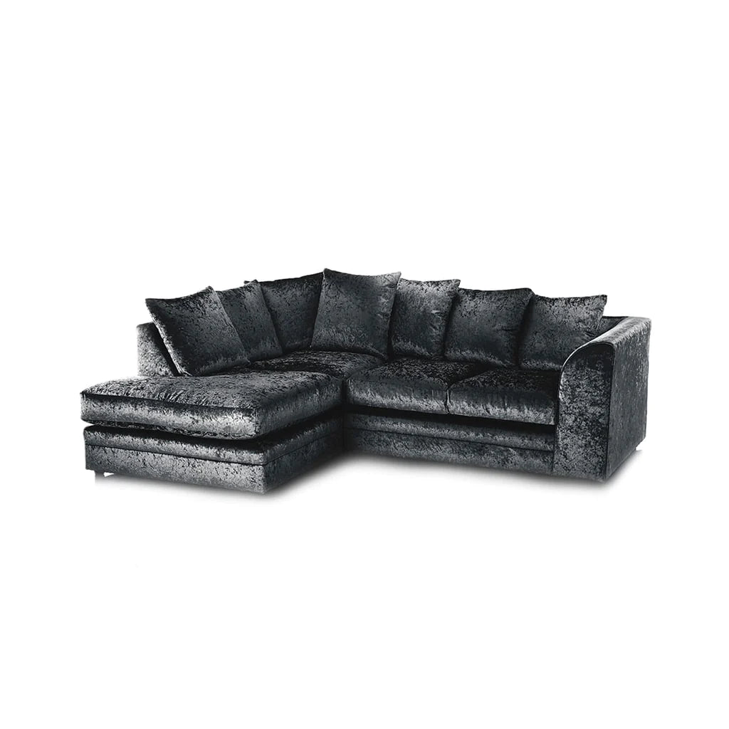 Hilton Black Luxurious crushed velvet corner sofa