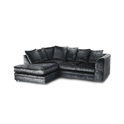 Hilton Black Luxurious crushed velvet corner sofa