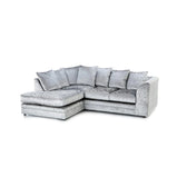 Hilton Silver Luxurious crushed velvet corner sofa