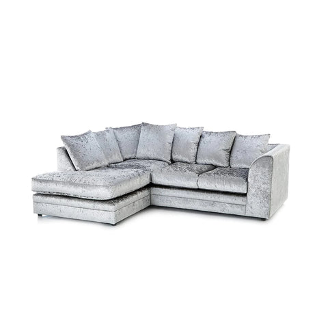 Hilton Silver crushed velvet corner sofa