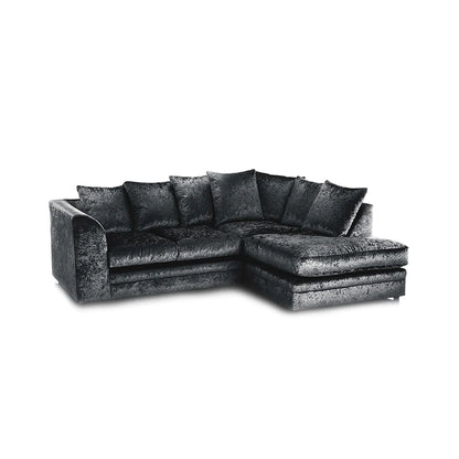 Hilton Black Luxurious crushed velvet corner sofa