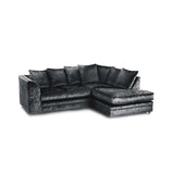 Hilton Black Luxurious crushed velvet corner sofa