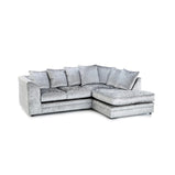 Hilton Silver Luxurious crushed velvet corner sofa