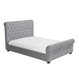 Amara Roll Top Double Sleigh Bed in Grey Velvetvendor##seotitleBeds & Bed Framesproduct-colour##