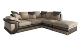 Dino Corner Sofa in Brown & Beige Fabric with a Large Footstool