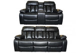 Vancouver Leather Recliner 3+2 Seater Sofa Set Cup Holders