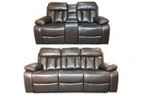 Vancouver Leather Recliner 3+2 Seater Sofa Set Cup Holders