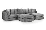 Bishop Grey U Shape Sofa Luxe Chenille Fabric Scatter cushions