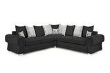 Verona Black Fabric Large Corner Sofa