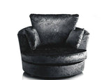 Bella Black Crushed Velvet Swivel Chair-Arm Chair