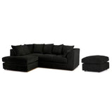 Hannah Jumbo Cord Corner Sofa With Pouffe/Footstool