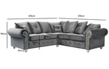 Olympia Plush Grey Velvet Corner Sofa