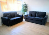 Amy Velvet Black 3+2 Sofa Set