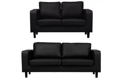 Black Faux Leather 3+2 Seater Sofa Set