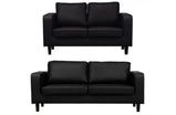 Black Faux Leather 3+2 Seater Sofa Set