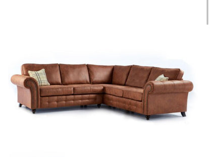 Oakland Leather Corner Sofa Tan Colour