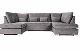 London U-Shape Sofa in Grey Velvet 