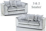 Bella Silver Luxurious Crushed Velvet Sofa Set