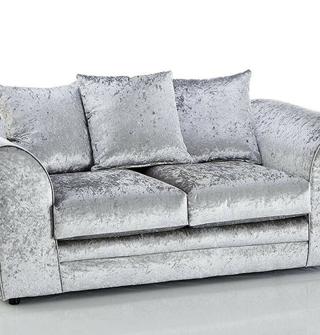 Bella Silver Luxurious Crushed Velvet Sofa Set