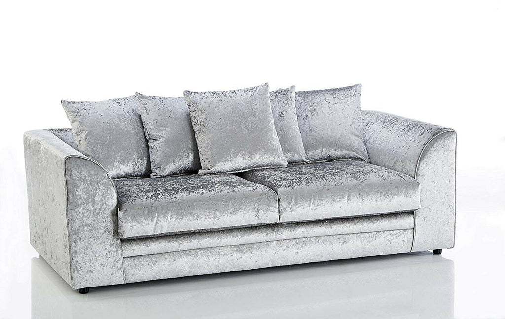 Bella Silver Luxurious Crushed Velvet Sofa Set