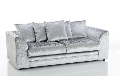 Bella Silver Luxurious Crushed Velvet Sofa Set